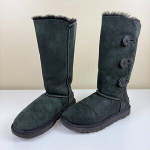 EUC UGG Bailey Button Triplet II Black Boots S/N 1016227